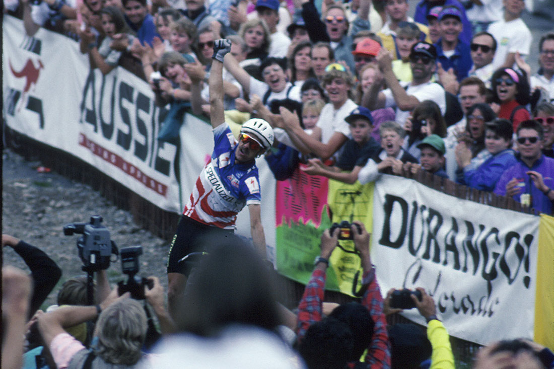Ned Overend ganando el 1er Mundial de MTB en Durango, Colorado (1990)